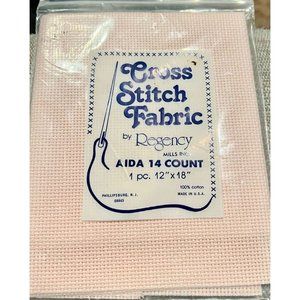 Vintage Regency Mills Inc. Cross Stitch Aida 14 Count Fabric 12" x 14" Pink